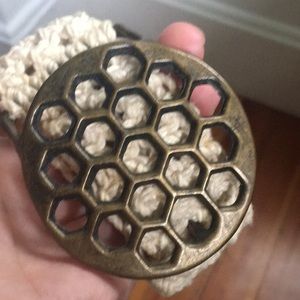 Brass and macrame belt 34 inches creme